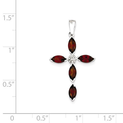 Sterling Silver Gemstone & Diamond Cross Pendants- Sparkle & Jade-SparkleAndJade.com 