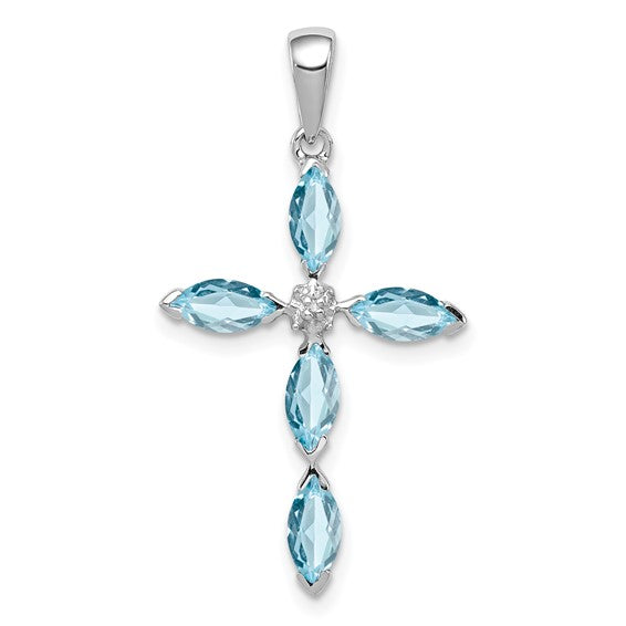 Sterling Silver Gemstone & Diamond Cross Pendants- Sparkle & Jade-SparkleAndJade.com QDX903