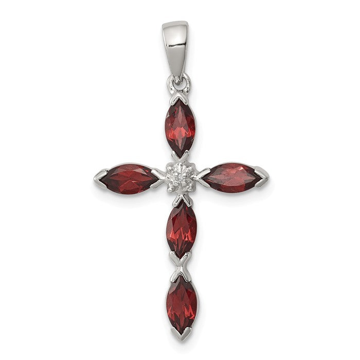 Sterling Silver Gemstone & Diamond Cross Pendants- Sparkle & Jade-SparkleAndJade.com QDX904
