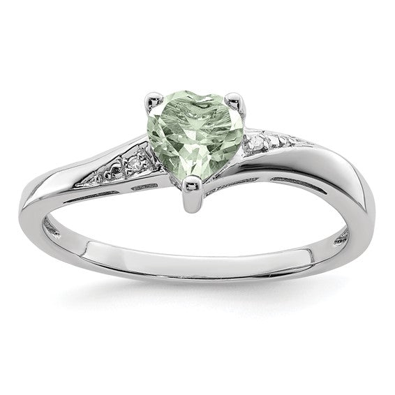Sterling Silver Gemstone Heart and Diamond Rings- Sparkle & Jade-SparkleAndJade.com QR4555AG-6