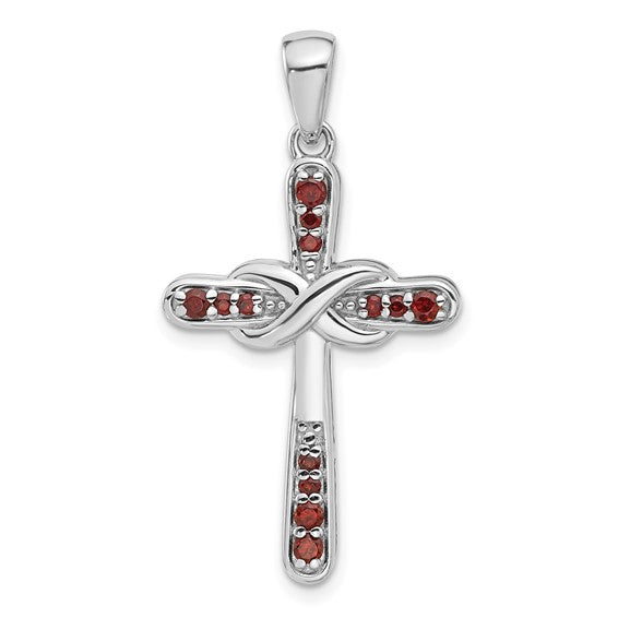 Sterling Silver Gemstone Infinity Cross Pendants- Sparkle & Jade-SparkleAndJade.com QP5877GA