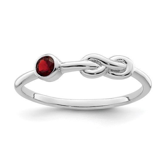 Sterling Silver Gemstone Infinity Knot Birthstone Rings- Sparkle & Jade-SparkleAndJade.com QBR34JAN-6