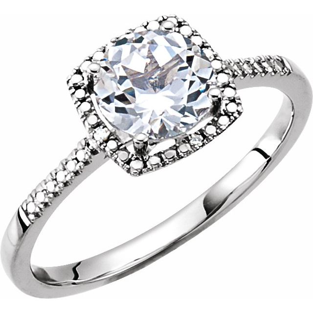 Sterling Silver Gemstone & .01 CTW Diamond Halo-Style Rings- Sparkle & Jade-SparkleAndJade.com 69940