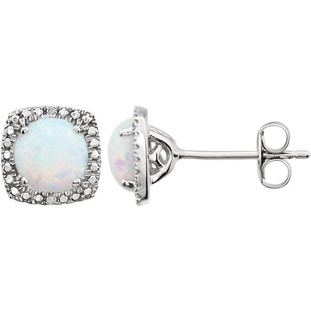 Sterling Silver Gemstone & .015 CTW Diamond Halo-Style Earrings- Sparkle & Jade-SparkleAndJade.com 650167:102:P