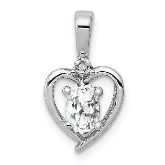 Sterling Silver Gemstone and Diamond Heart Pendants- Sparkle & Jade-SparkleAndJade.com QBPD19APR