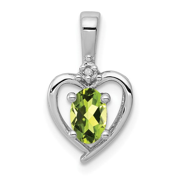 Sterling Silver Gemstone and Diamond Heart Pendants- Sparkle & Jade-SparkleAndJade.com QBPD19AUG
