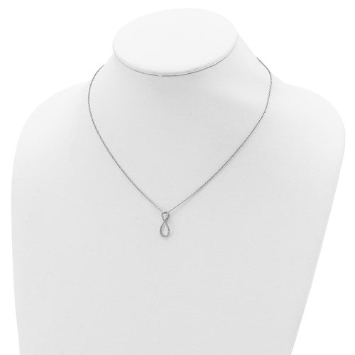 Sterling Silver Genuine Diamond Accent Vertical Infinity Necklace- Sparkle & Jade-SparkleAndJade.com QP3451