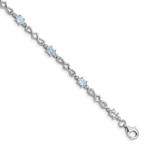 Sterling Silver Genuine Gemstone Oval and Diamond Bracelets- Sparkle & Jade-SparkleAndJade.com 