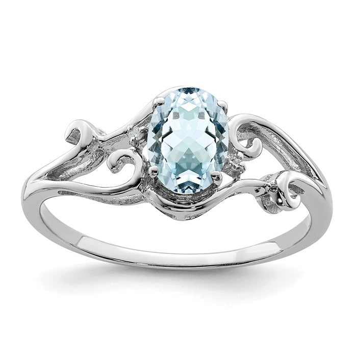 Oval Teal Gemstone Ring in Sterling Silver with Accent Diamonds main image 1