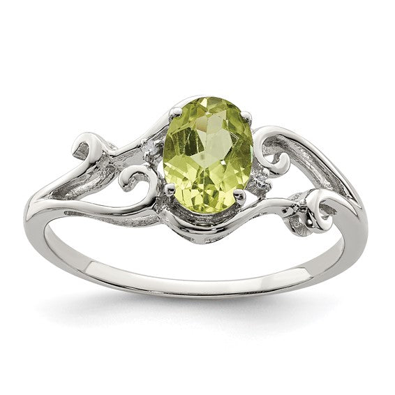Sterling Silver Genuine Oval Gemstone & Diamond Rings- Sparkle & Jade-SparkleAndJade.com QR4500PE-6