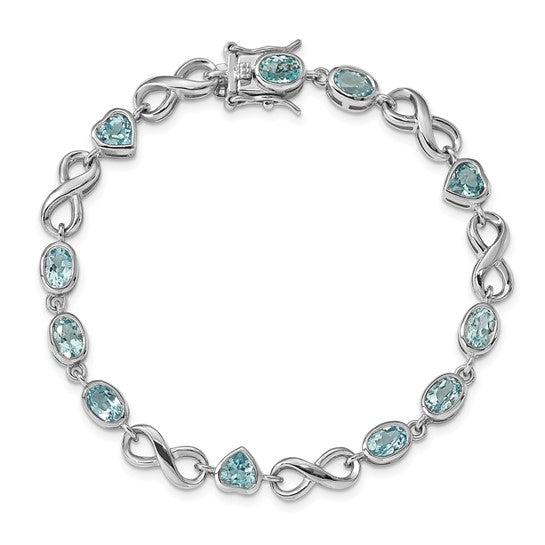 Sterling Silver Genuine Oval and Heart Gemstone Infinity Link Bracelets- Sparkle & Jade-SparkleAndJade.com QX875BT