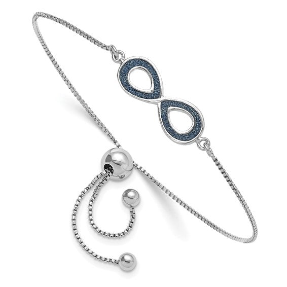 Sterling Silver Glitter Infused Infinity Adjustable Bolo Bracelet- Sparkle & Jade-SparkleAndJade.com QG4769