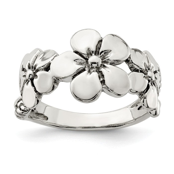 Sterling Silver Hawaiian Flower Ring- Sparkle & Jade-SparkleAndJade.com 