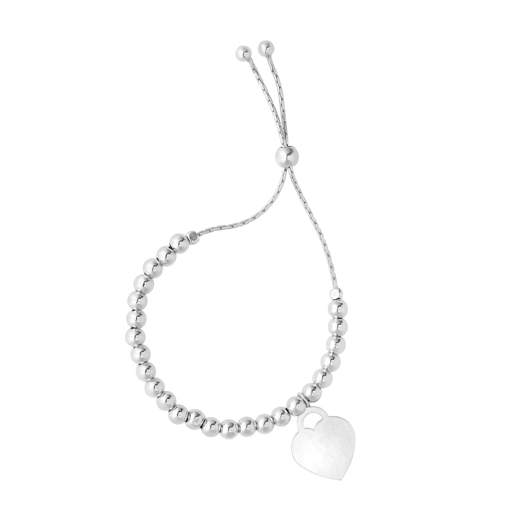 Sterling Silver Heart Adjustable Bolo Bracelet- Sparkle & Jade-SparkleAndJade.com AGN3315-0925
