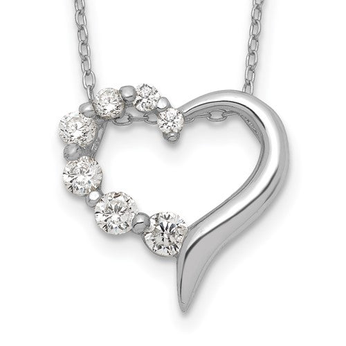 Sterling Silver Heart Journey Necklace 18 In- Sparkle & Jade-SparkleAndJade.com QG2641-18