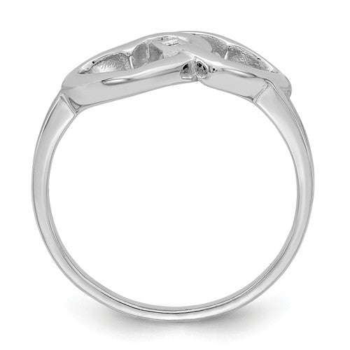 Sterling Silver Intertwined Heart Genuine Diamond Center Ring- Sparkle & Jade-SparkleAndJade.com 