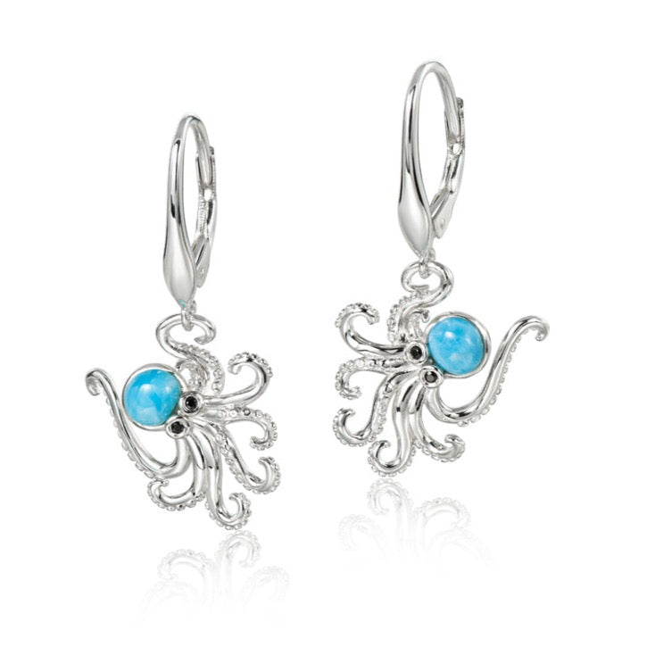 Sterling Silver Larimar Octopus Leverback Earrings by Alamea- Sparkle & Jade-SparkleAndJade.com 1022-82-01