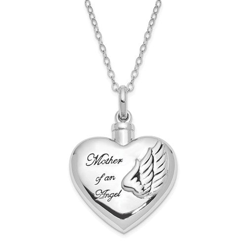 Sterling Silver Mother Of An Angel Ash Holder 18in. Necklace- Sparkle & Jade-SparkleAndJade.com QSX571