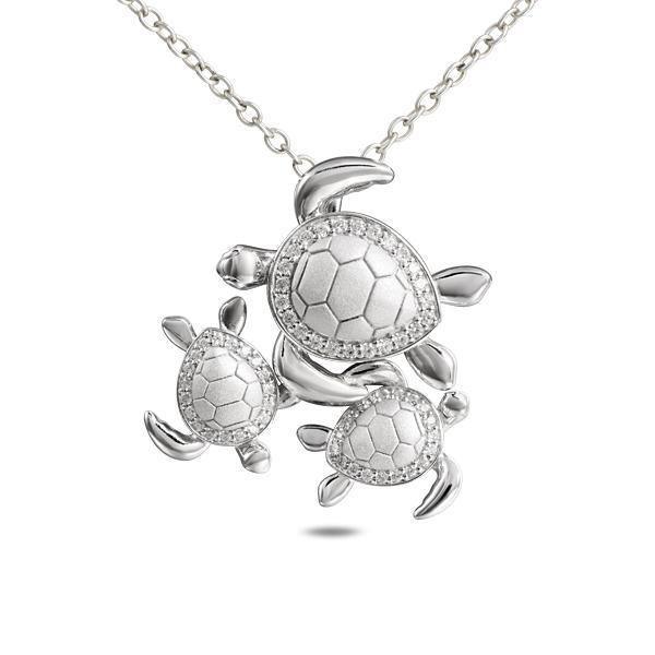 Sterling Silver Ohana Honu Turtle Pendant Necklace- Sparkle & Jade-SparkleAndJade.com 858-11-01