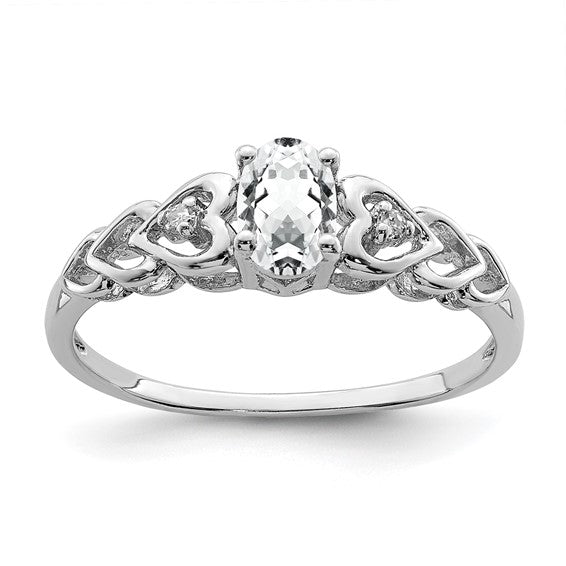 Sterling Silver Oval Gemstone & Diamond Hearts Rings- Sparkle & Jade-SparkleAndJade.com QBR23APR-5