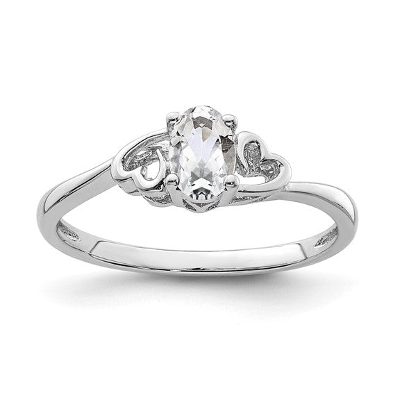 Sterling Silver Oval Gemstone Double Heart Birthstone Rings- Sparkle & Jade-SparkleAndJade.com QBR15APR-5