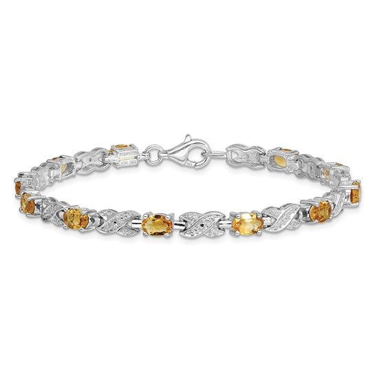Sterling Silver Oval Gemstone Infinity Link Design Bracelets- Sparkle & Jade-SparkleAndJade.com QX851CI