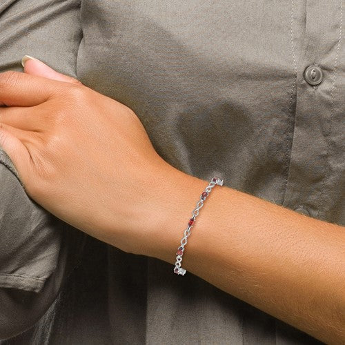 Sterling Silver Oval Gemstone with Infinity Links Bracelets- Sparkle & Jade-SparkleAndJade.com 