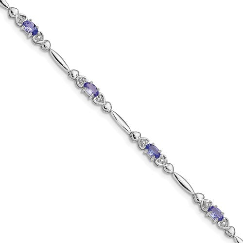 Sterling Silver Oval Genuine Gemstone And Diamond Bracelets- Sparkle & Jade-SparkleAndJade.com QX852TZ