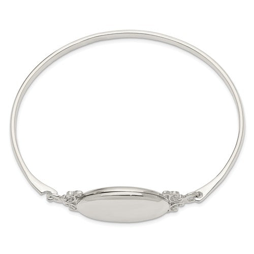 Sterling Silver Oval Locket Bangle Bracelet - Engravable- Sparkle & Jade-SparkleAndJade.com QB746