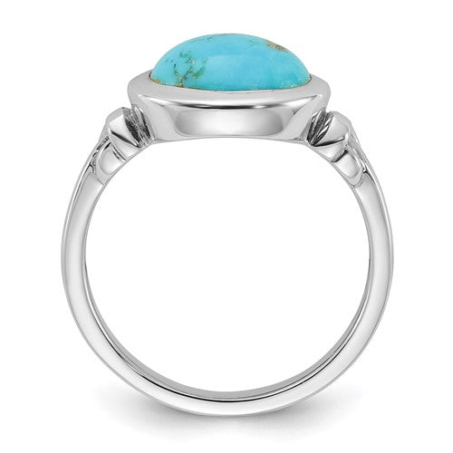 Sterling Silver Oval Turquoise Ring- Sparkle & Jade-SparkleAndJade.com 
