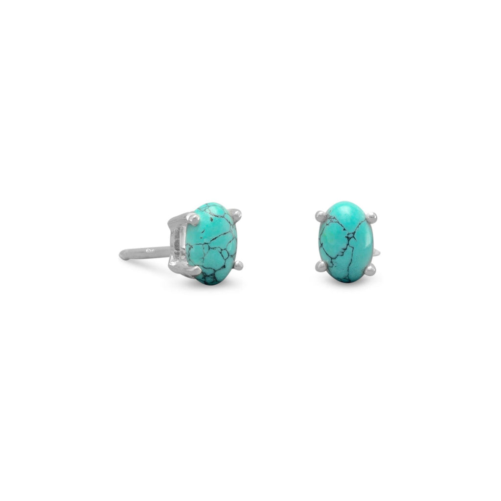 Sterling Silver Oval Turquoise Stud Earrings- Sparkle & Jade-SparkleAndJade.com 65406
