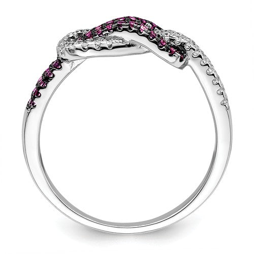 Sterling Silver Pink & White CZ Brilliant Embers Love Knot Ring- Sparkle & Jade-SparkleAndJade.com 