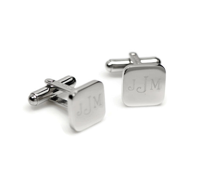 Sterling Silver Polished Square Cuff Links - Engravable- Sparkle & Jade-SparkleAndJade.com QQ310