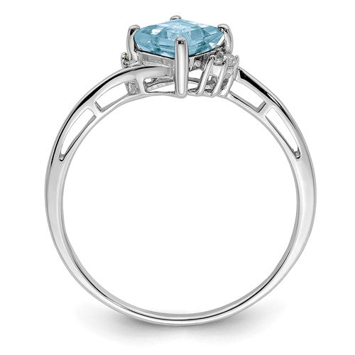 Sterling Silver Princess Square Genuine Gemstone & Diamond Rings- Sparkle & Jade-SparkleAndJade.com 