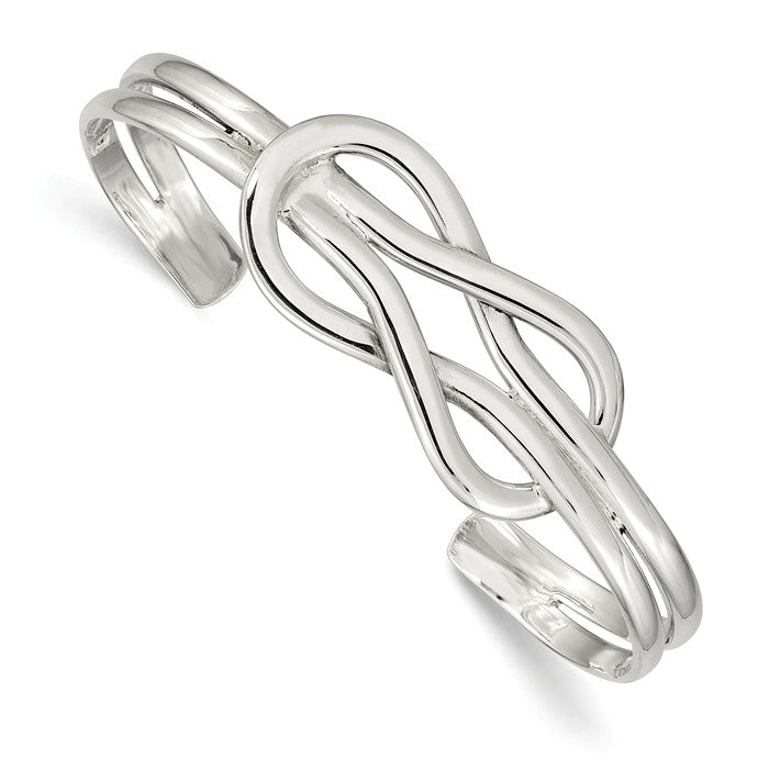Sterling Silver Sailor's Love Knot Design Cuff Bangle Bracelet- Sparkle & Jade-SparkleAndJade.com QB384