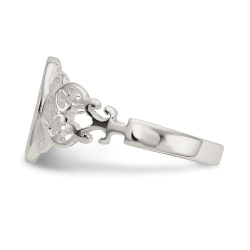 Sterling Silver Signet Ring With Filigree Decorative Band (Ladies Sizes)- Sparkle & Jade-SparkleAndJade.com 