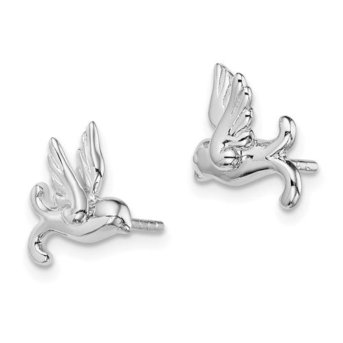 Sterling Silver Sparrow Bird 13mm Stud Earrings- Sparkle & Jade-SparkleAndJade.com QE8660