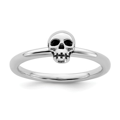 Sterling Silver Stackable Expressions Antiqued Skull Ring- Sparkle & Jade-SparkleAndJade.com 