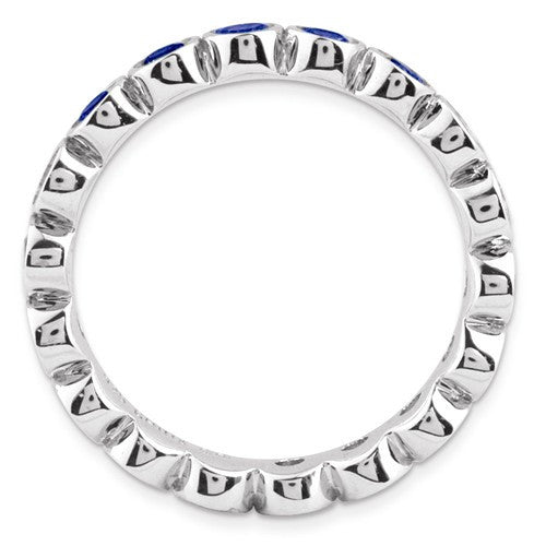 Sterling Silver Stackable Expressions Bezel Set Blue Sapphire Eternity Ring- Sparkle & Jade-SparkleAndJade.com 