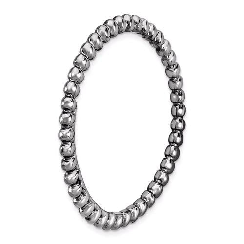 Sterling Silver Stackable Expressions Black-Plated Beaded Ring- Sparkle & Jade-SparkleAndJade.com 