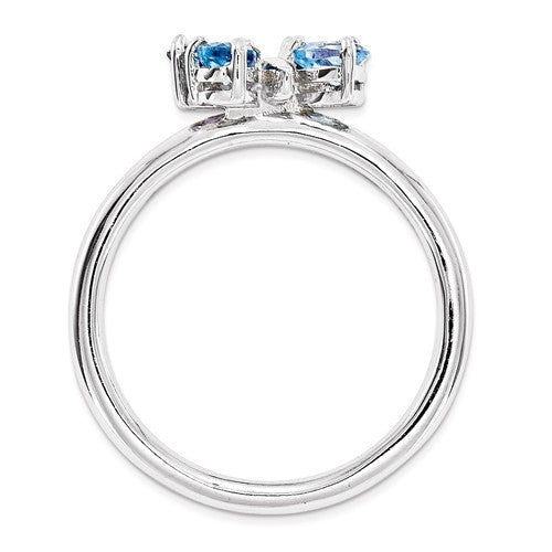 Sterling Silver Stackable Expressions Blue Topaz & Amethyst Butterfly Ring- Sparkle & Jade-SparkleAndJade.com 