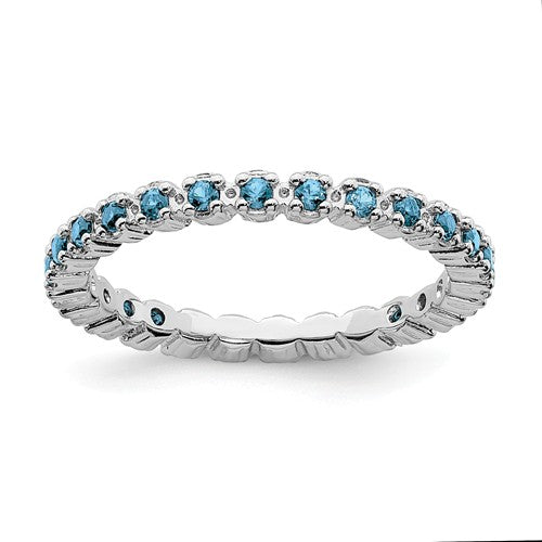 Sterling Silver Stackable Expressions Blue Topaz Eternity Ring- Sparkle & Jade-SparkleAndJade.com 