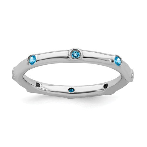 Sterling Silver Stackable Expressions Blue Topaz Ring- Sparkle & Jade-SparkleAndJade.com 