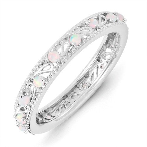 Sterling Silver Stackable Expressions Created Opal Ring- Sparkle & Jade-SparkleAndJade.com 