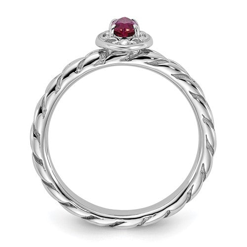 Sterling Silver Stackable Expressions Created Ruby Marquise Ring- Sparkle & Jade-SparkleAndJade.com 