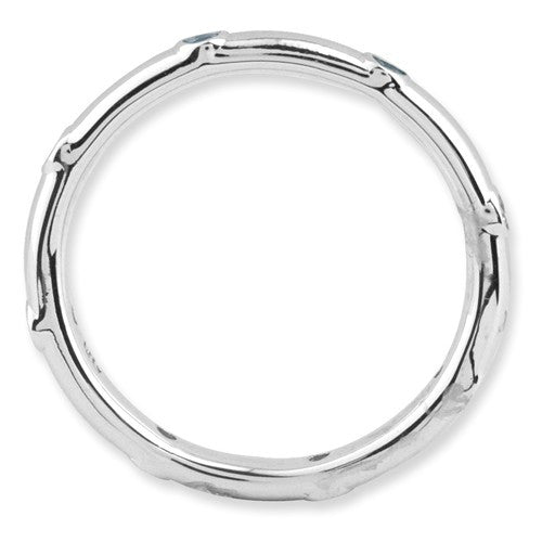 Sterling Silver Stackable Expressions Light Aquamarine Ring- Sparkle & Jade-SparkleAndJade.com 