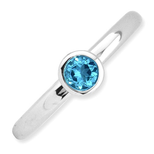 Sterling Silver Stackable Expressions Low 4mm Round Blue Topaz Ring- Sparkle & Jade-SparkleAndJade.com 