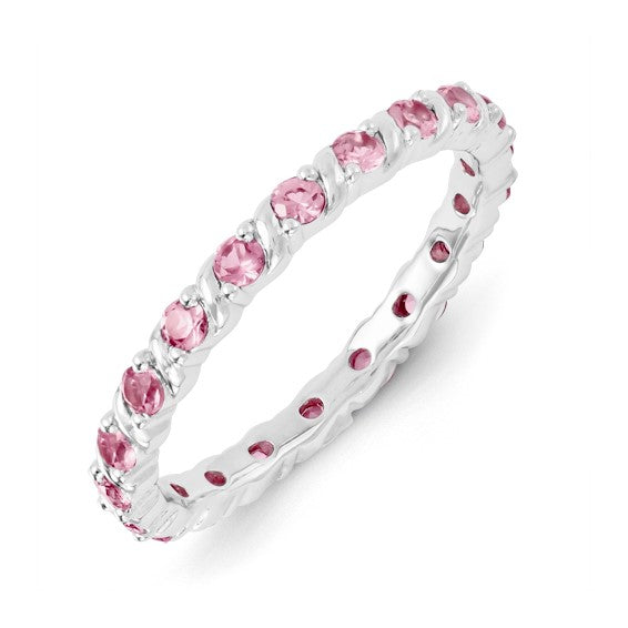 Sterling Silver Stackable Expressions Pink Sapphire Eternity Ring- Sparkle & Jade-SparkleAndJade.com 