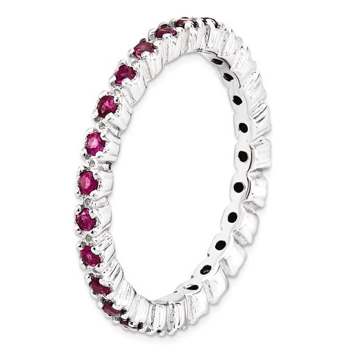 Sterling Silver Stackable Expressions Ruby Eternity Ring- Sparkle & Jade-SparkleAndJade.com 