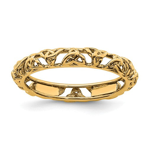 Sterling Silver Stackable Expressions Yellow Gold Plated Celtic Knot Eternity Ring- Sparkle & Jade-SparkleAndJade.com 